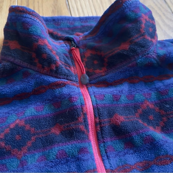 Eddie Bauer Quest Fleece 1/4 Zip Pullover Size XXL Blue Red Green Aztec - Picture 3 of 6